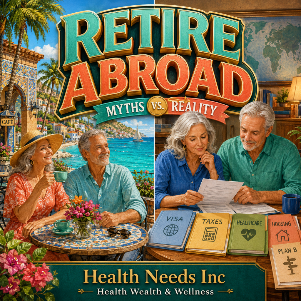 Retiring abroad myths contrasted with the real planning needs of visas, taxes, healthcare, housing, and a return plan.