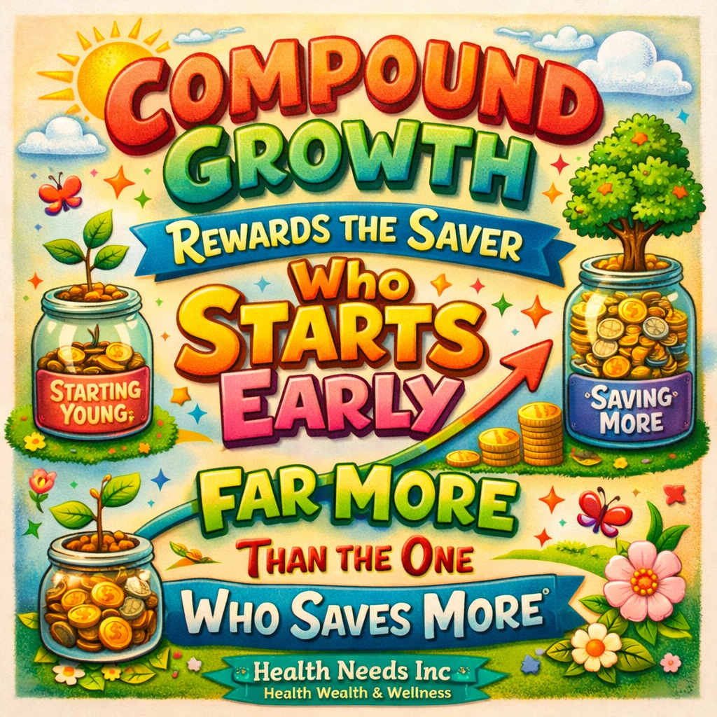 Starting retirement early gives compound growth more decades to build retirement savings