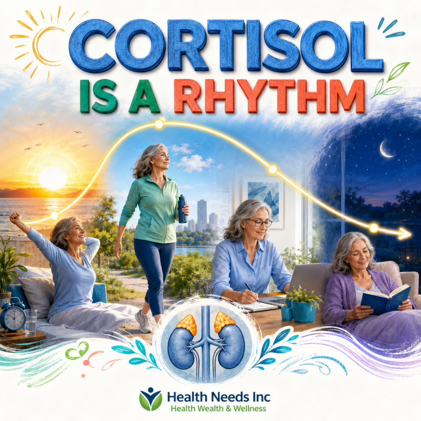 Daily cortisol rhythm rising near waking and gradually falling toward bedtime.