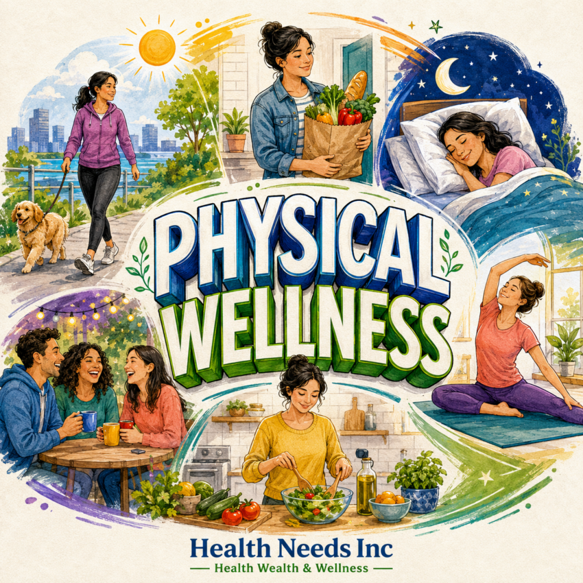 Physical wellness through movement, sleep, food, recovery, and connection