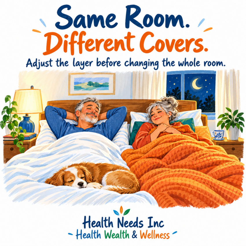 Couple using separate light and warmer covers in the same bedroom.