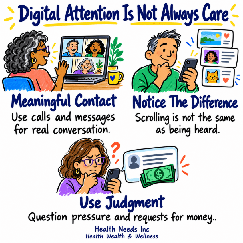A thoughtful video conversation connecting friends across distance.