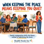 Illustration accompanying HNI’s family scapegoating guide