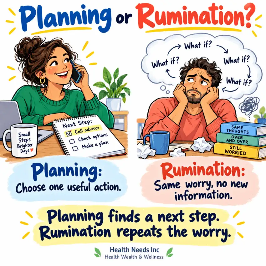 A useful next step compared with repeating the same worry.